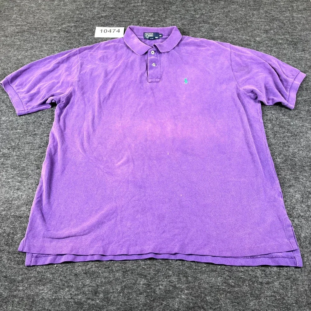 Y2K Polo Ralph Lauren Shirt Mens 2XL Purple Cotton Pony Logo Tennis Golf